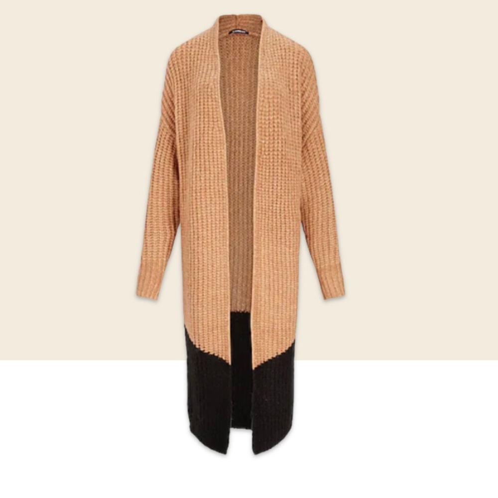 Color block longline cardigan